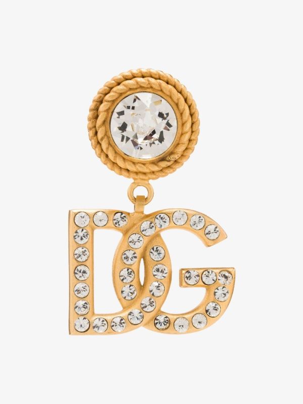 browns Dolce & Gabbana Gold-Plated Logo Crystal Drop Earrings | Browns Earrings