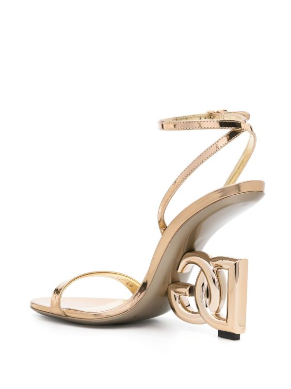Browns Dolce & Gabbana Gold-Tone 105 DG Cross Leather Sandals | Browns Sandals