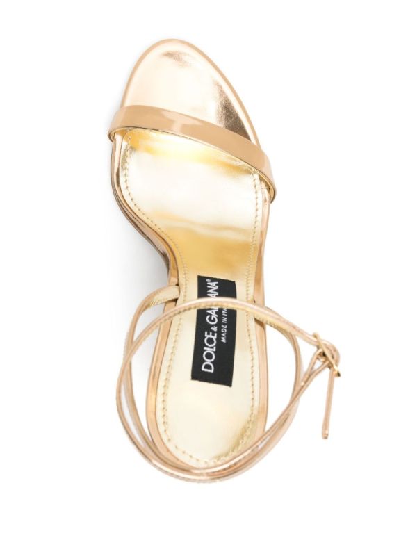 Browns Dolce & Gabbana Gold-Tone 105 DG Cross Leather Sandals | Browns Sandals