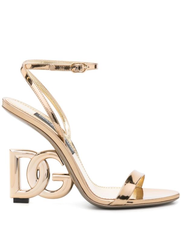 browns Dolce & Gabbana Gold-Tone 105 DG Cross Leather Sandals | Browns Sandals