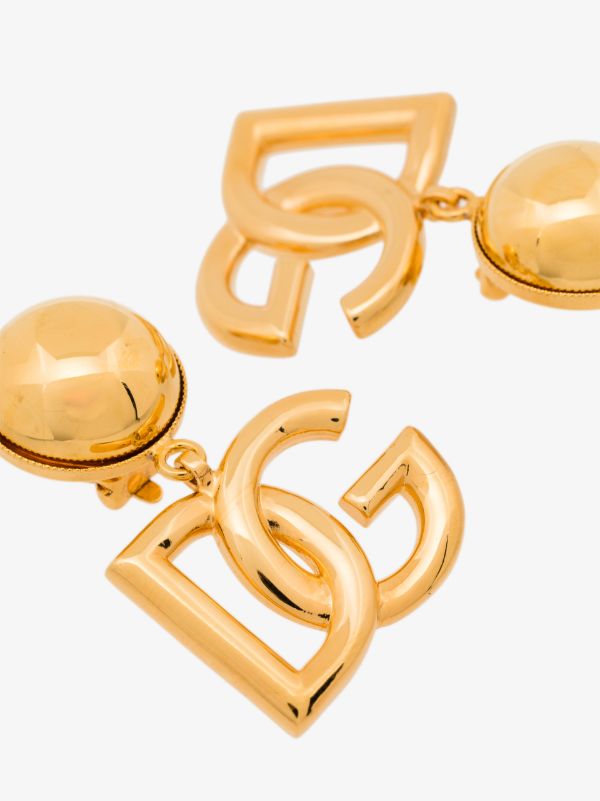 Browns Dolce & Gabbana Gold Tone DG Drop Earrings | Browns Earrings