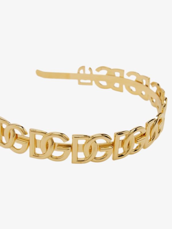 Browns Dolce & Gabbana Gold Tone DG Logo Headband | Browns Hair Accessories