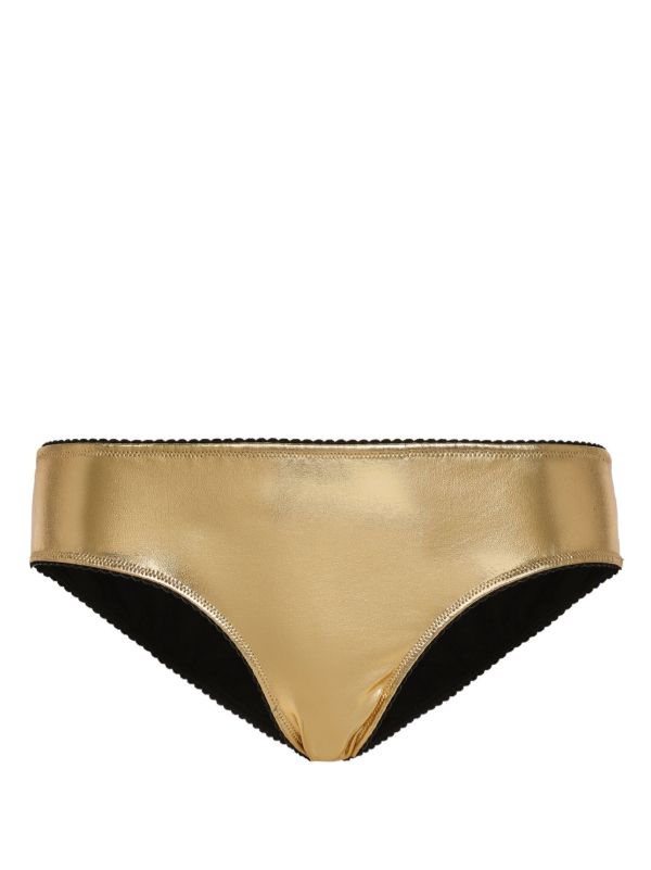 browns Dolce & Gabbana Gold-Tone Low-Rise Metallic Briefs | Browns Panties