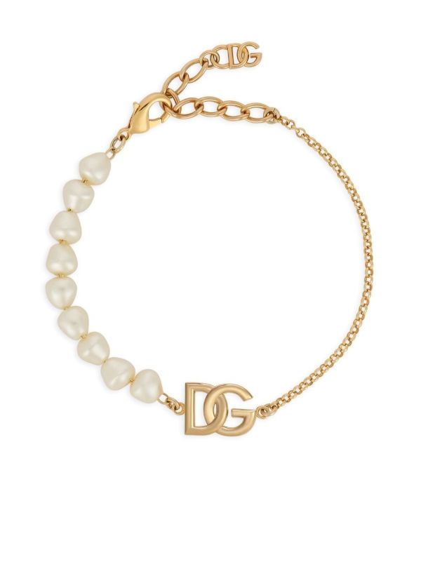 browns Dolce & Gabbana Gold-Tone Pearl-Embellished DG Bracelet | Browns Bracelets