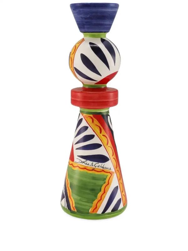 browns Dolce & Gabbana graphic-print candleholder (41cm) | Browns Candle Holders