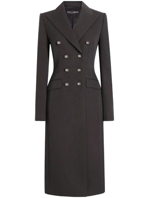 browns Dolce & Gabbana Grey Double-Breasted Wool Coat | Browns Double Breasted & Peacoats