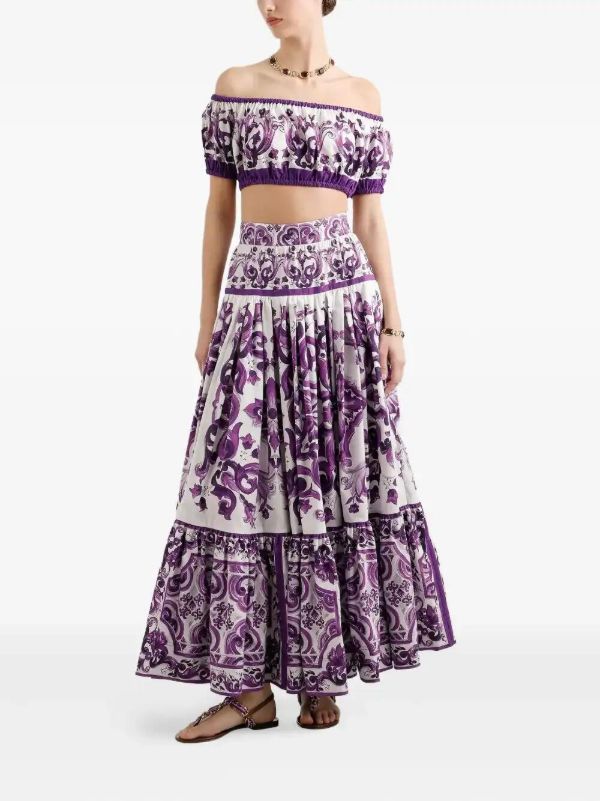 Browns Dolce & Gabbana Majolica-print Maxi Skirt | Browns Pleated Skirts