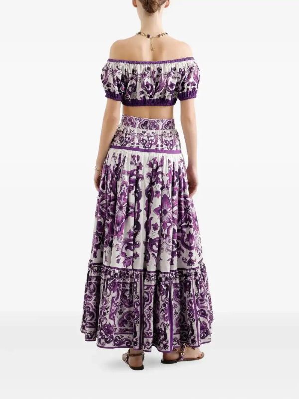 Browns Dolce & Gabbana Majolica-print Maxi Skirt | Browns Pleated Skirts