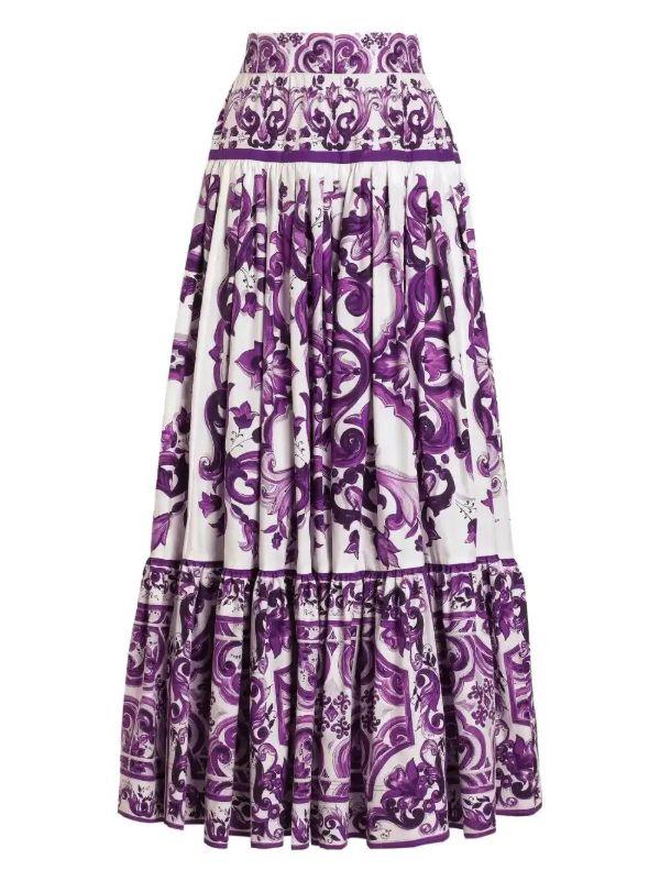 browns Dolce & Gabbana Majolica-print maxi skirt | Browns Pleated Skirts