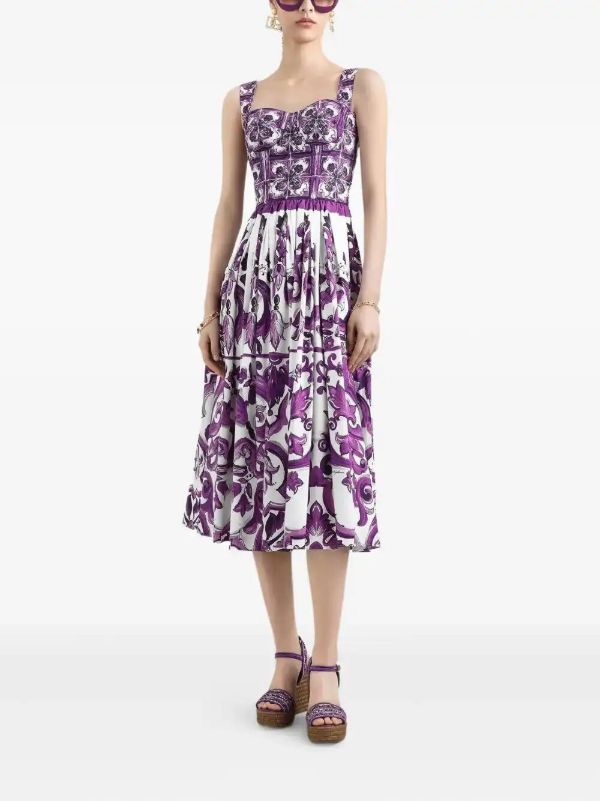 Browns Dolce & Gabbana Majolica-print Midi Dress | Browns Day Dresses