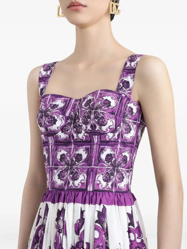 Browns Dolce & Gabbana Majolica-print Midi Dress | Browns Day Dresses