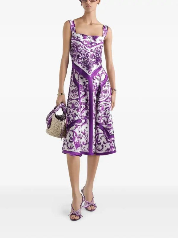 Browns Dolce & Gabbana Majolica-print Midi Dress | Browns Day Dresses