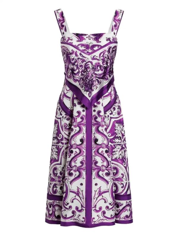 browns Dolce & Gabbana Majolica-print midi dress | Browns Day Dresses