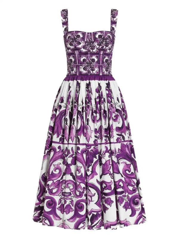 browns Dolce & Gabbana Majolica-print midi dress | Browns Day Dresses