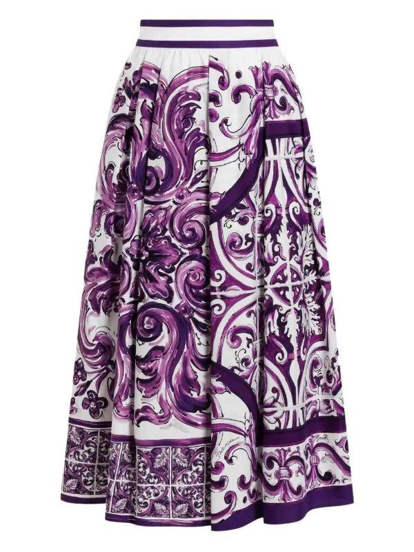 browns Dolce & Gabbana Majolica-print midi skirt | Browns A-Line Skirts