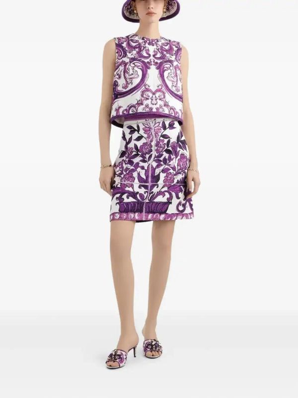 Browns Dolce & Gabbana Majolica-print Skirt | Browns A-Line Skirts