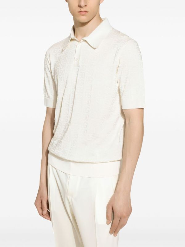 Browns Dolce & Gabbana Monogram-Jacquard Silk Polo Shirt | Browns Polo Shirts