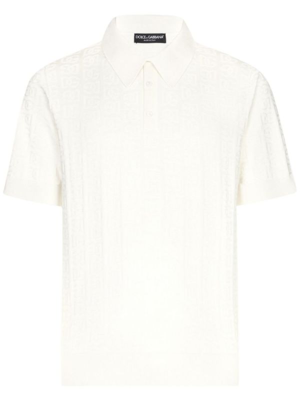 browns Dolce & Gabbana Monogram-Jacquard Silk Polo Shirt | Browns Polo Shirts
