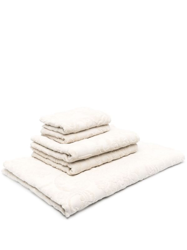 browns Dolce & Gabbana neutral logo-jacquard cotton towel set | Browns Towels