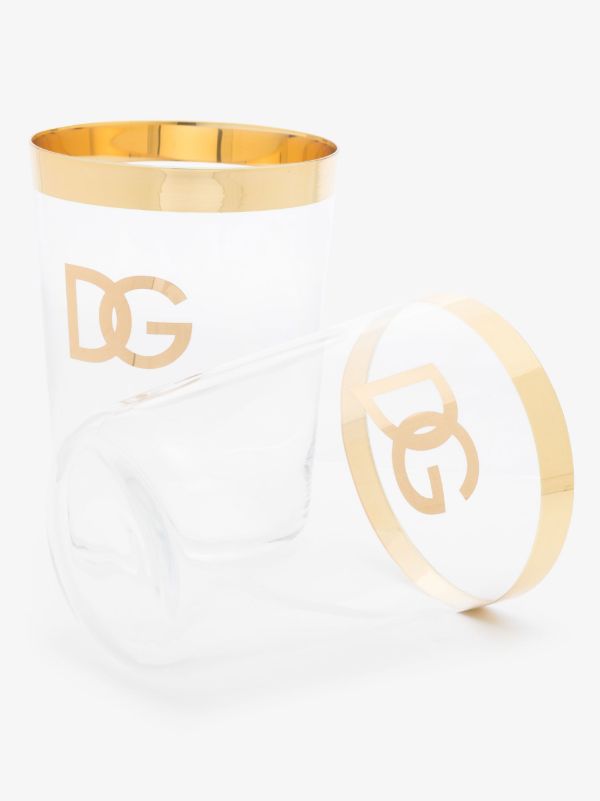 Browns Dolce & Gabbana Neutral Set Of Two Logo Print Glasses | Browns Glassware