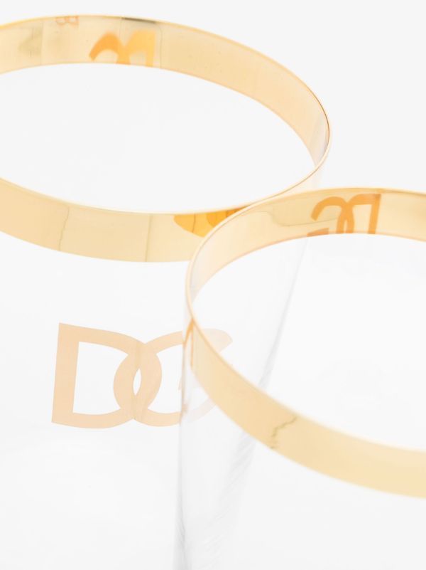Browns Dolce & Gabbana Neutral Set Of Two Logo Print Glasses | Browns Glassware