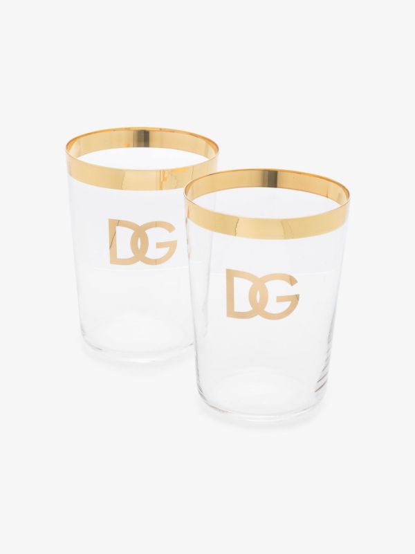 browns Dolce & Gabbana Neutral Set of Two Logo Print Glasses | Browns Glassware