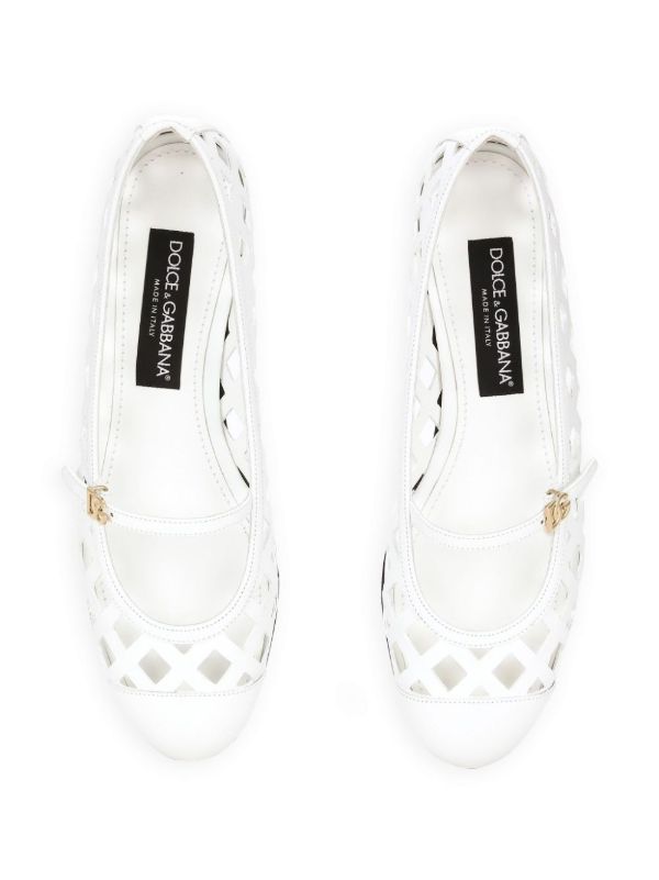 Browns Dolce & Gabbana Openwork Leather Ballet Flats | Browns Ballerina Shoes
