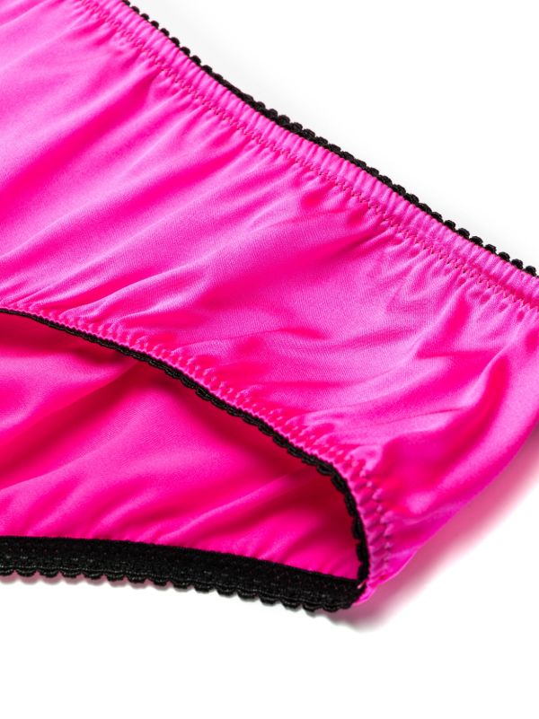 Browns Dolce & Gabbana Pink Contrast Trim Silk Briefs | Browns Panties
