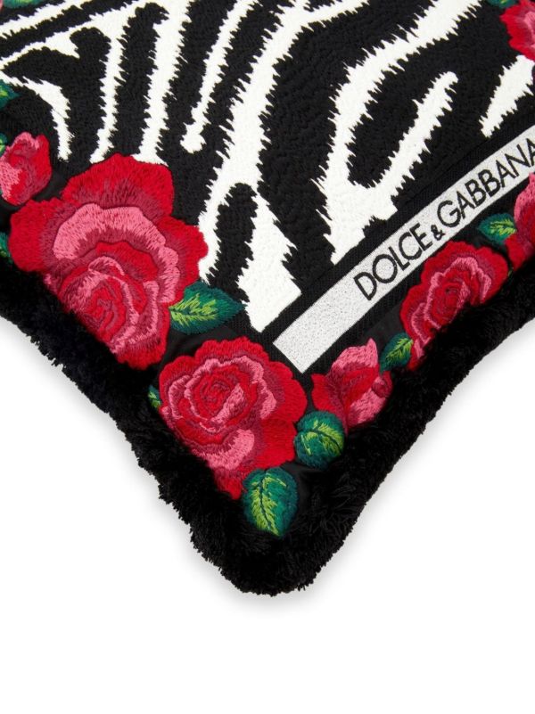 Browns Dolce & Gabbana Pink Zebra Print Embroidered Small Cushion | Browns Cushions