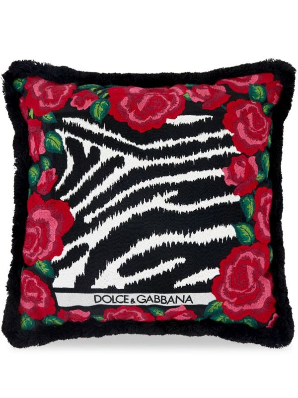 browns Dolce & Gabbana pink zebra print embroidered small cushion | Browns Cushions
