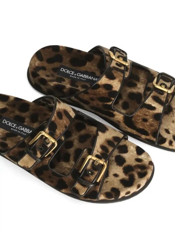 Browns Dolce & Gabbana Printed Velvet Slides | Browns Flip Flops & Slides