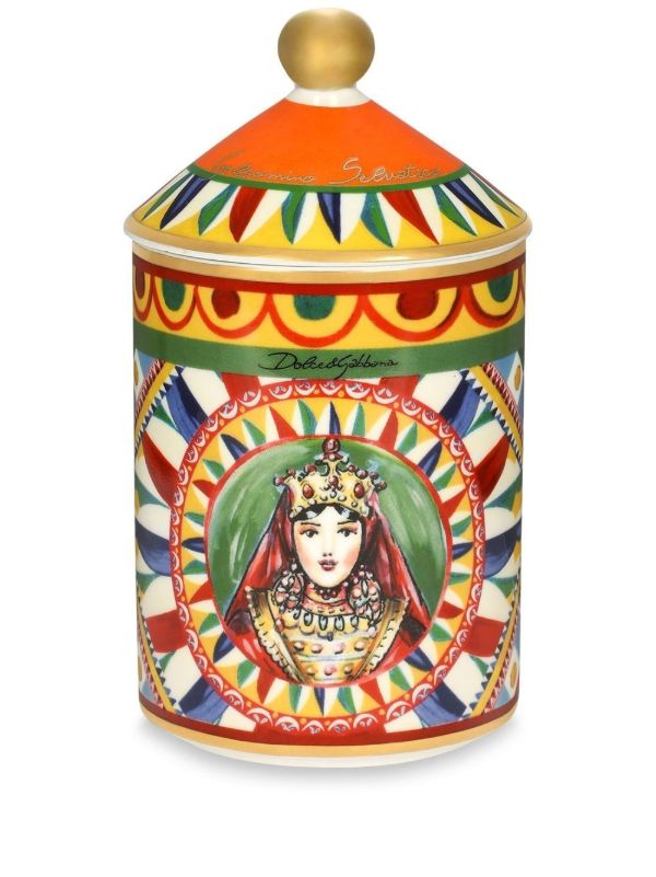 browns Dolce & Gabbana Red Caretto Print Porcelain Candle | Browns Candles