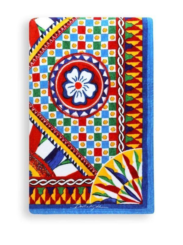 Browns Dolce & Gabbana Red Carretto Print Cotton Beach Towel | Browns Towels
