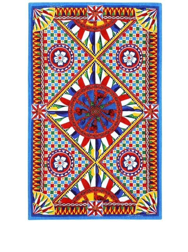 browns Dolce & Gabbana Red Carretto Print Cotton Beach Towel | Browns Towels