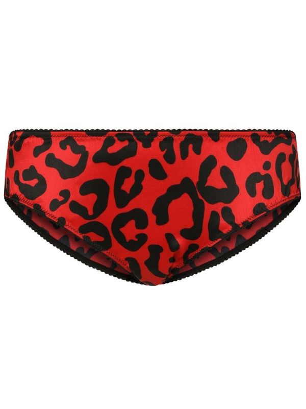 browns Dolce & Gabbana Red Leopard Print Silk Briefs | Browns Panties