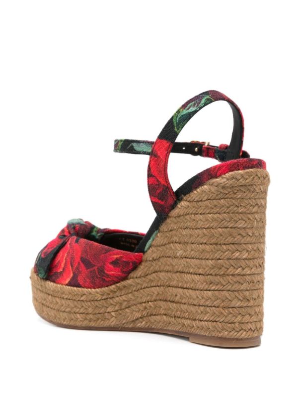 Browns Dolce & Gabbana Red Rose-Print Sandals | Browns Espadrilles