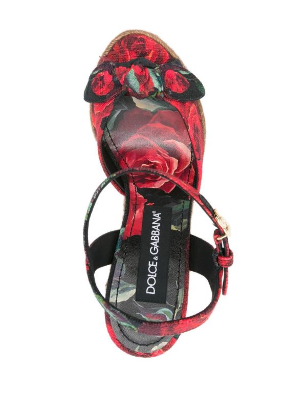 Browns Dolce & Gabbana Red Rose-Print Sandals | Browns Espadrilles