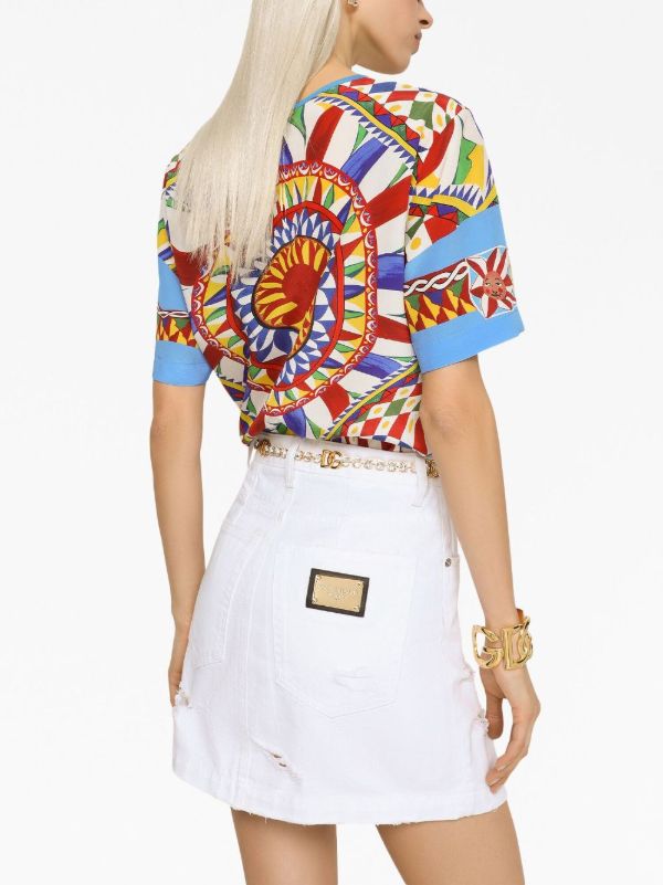 Browns Dolce & Gabbana Ripped Denim Mini Skirt | Browns Fitted Skirts