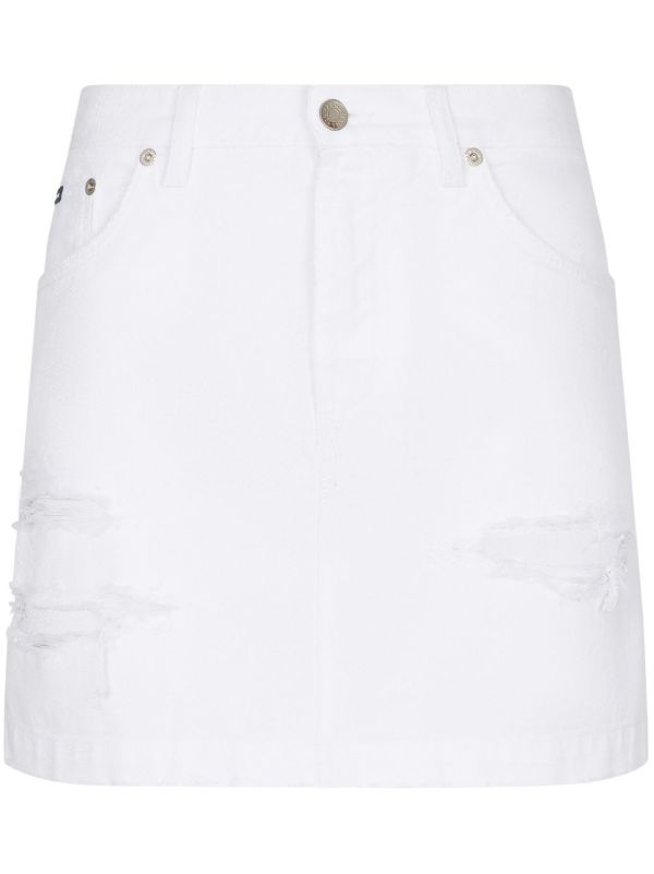 browns Dolce & Gabbana Ripped Denim Mini Skirt | Browns Fitted Skirts