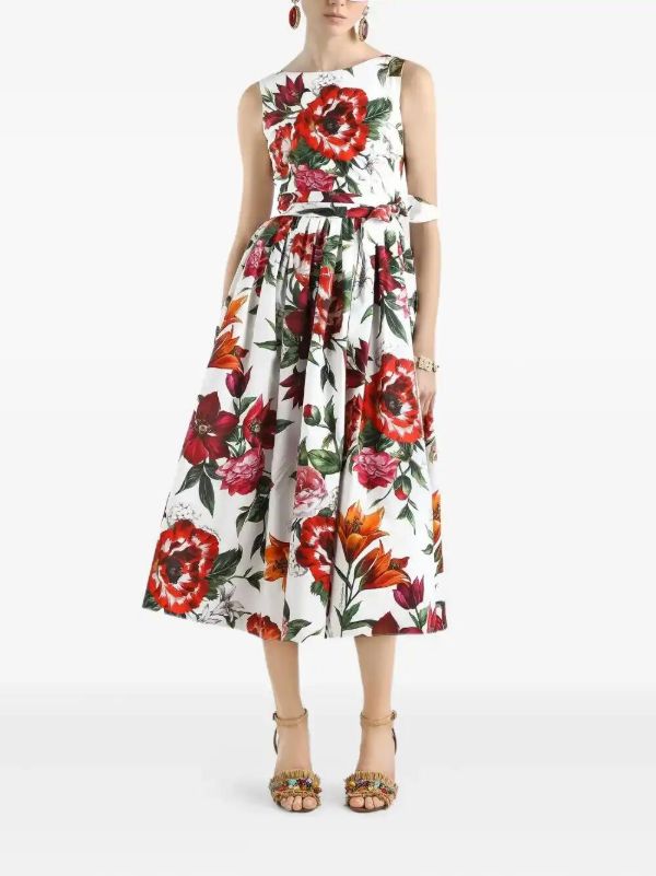Browns Dolce & Gabbana Rose-print Midi Dress | Browns Day Dresses