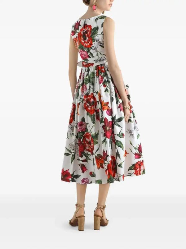 Browns Dolce & Gabbana Rose-print Midi Dress | Browns Day Dresses