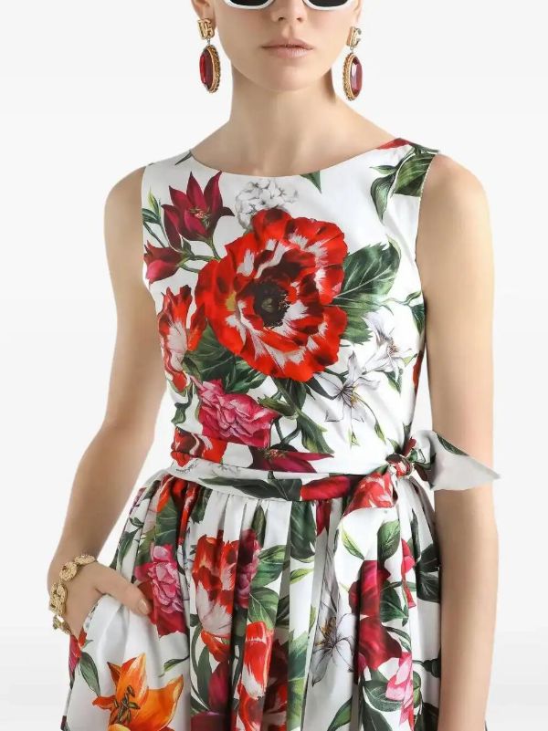 Browns Dolce & Gabbana Rose-print Midi Dress | Browns Day Dresses