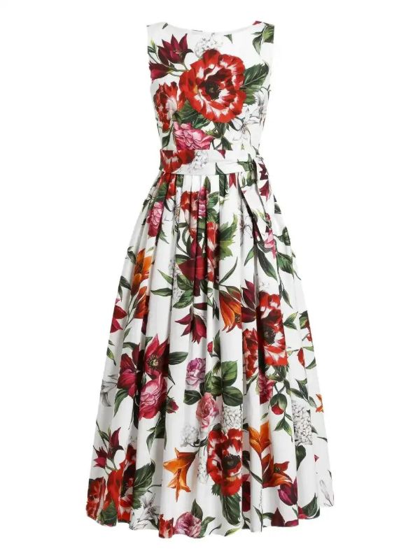 browns Dolce & Gabbana rose-print midi dress | Browns Day Dresses