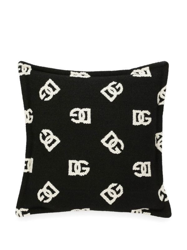 Browns Dolce & Gabbana White And Black Double Face DG Logo Cushion | Browns Cushions