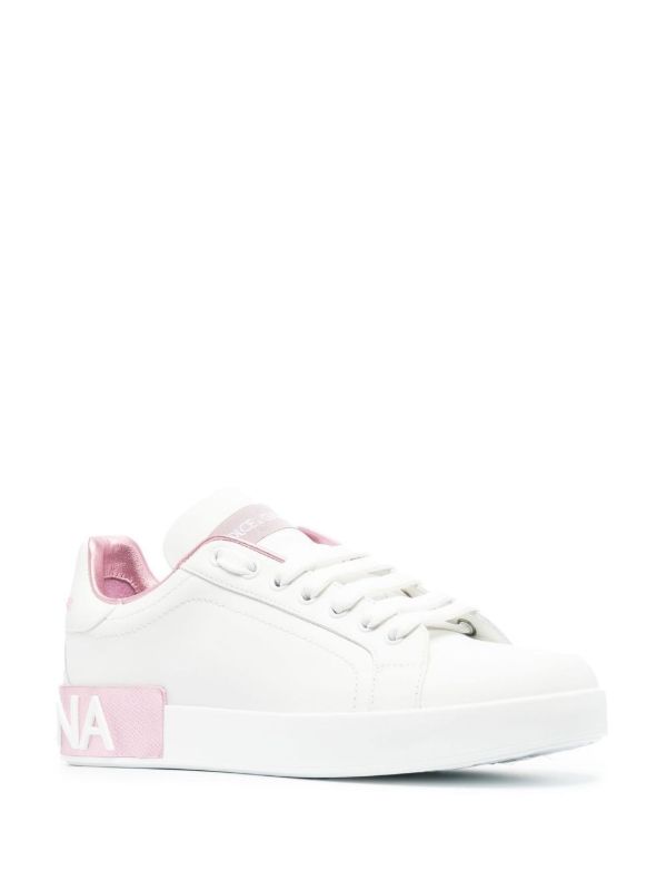 Browns Dolce & Gabbana White And Pink Portofino Sneakers | Browns Sneakers