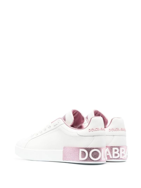 Browns Dolce & Gabbana White And Pink Portofino Sneakers | Browns Sneakers