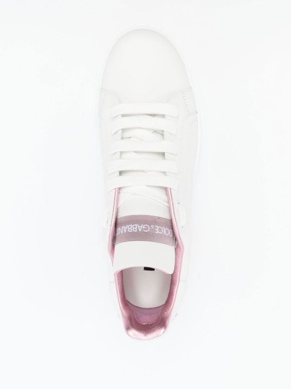 Browns Dolce & Gabbana White And Pink Portofino Sneakers | Browns Sneakers
