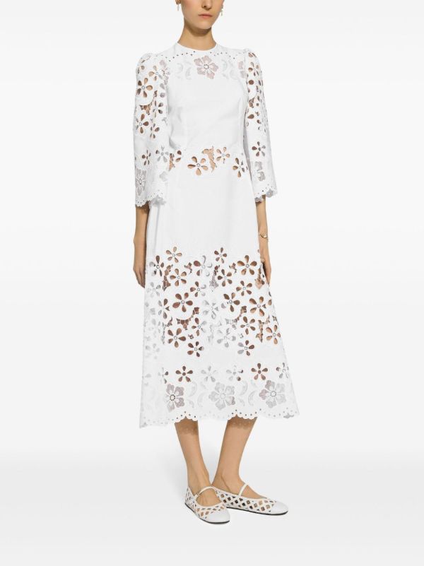 Browns Dolce & Gabbana White Broderie Anglaise Dress | Browns Day Dresses