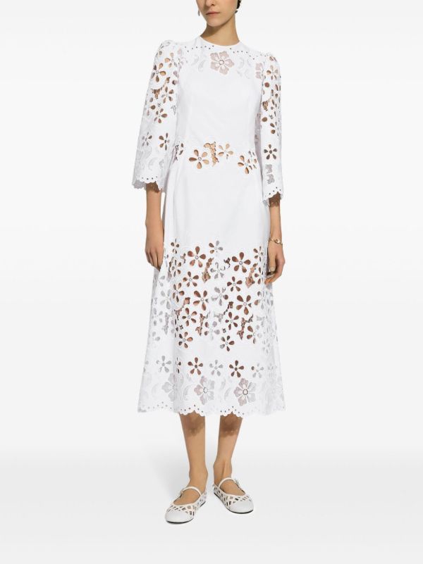 Browns Dolce & Gabbana White Broderie Anglaise Dress | Browns Day Dresses