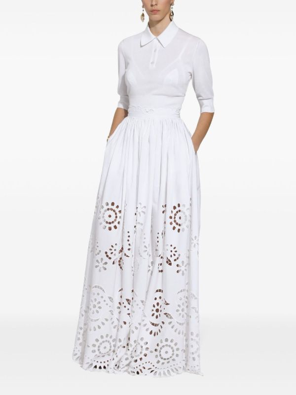 Browns Dolce & Gabbana White Broderie Anglaise Long Skirt | Browns Full Skirts